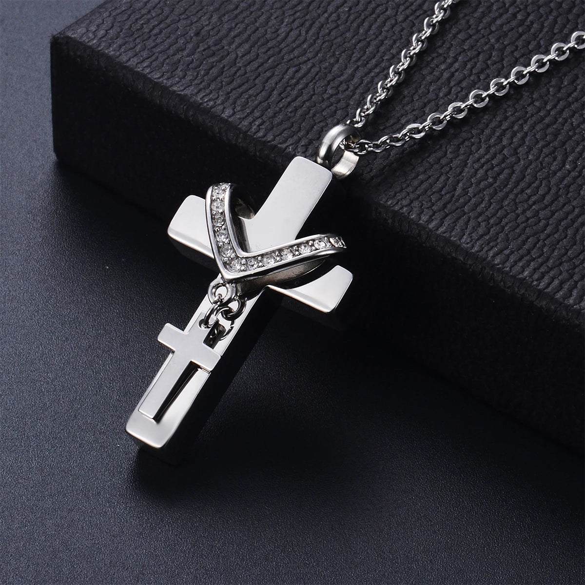 Double Cross Pendant Necklace