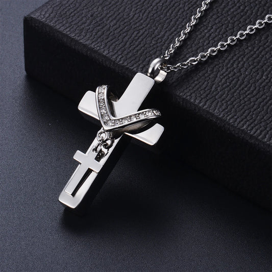 Double Cross Pendant Necklace