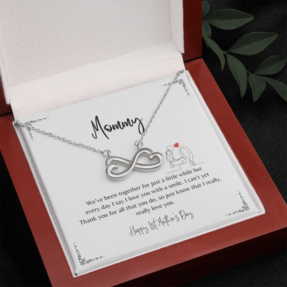 We've been together for just a little while - heart-shaped infinity symbol