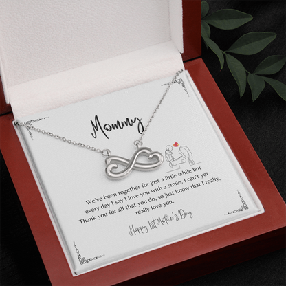 We've been together for just a little while - heart-shaped infinity symbol