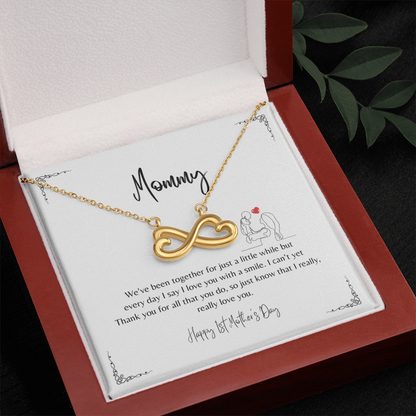 We've been together for just a little while - heart-shaped infinity symbol