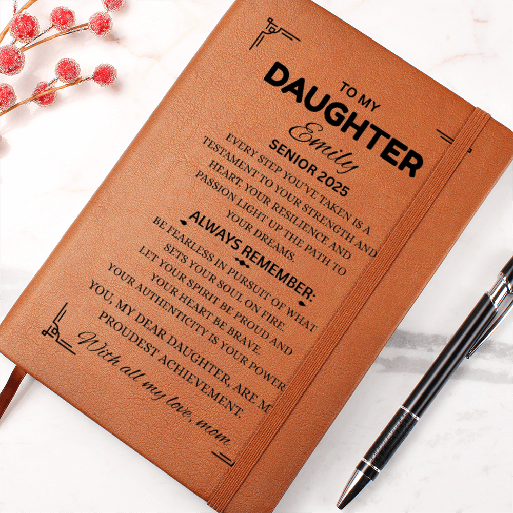 Personalized Graduation Gift For Daughter Son, Leather Journal For Daughter From Mom, Custom College Graduation Gift