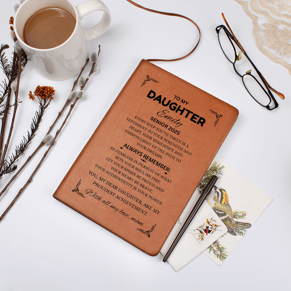 Personalized Graduation Gift For Daughter Son, Leather Journal For Daughter From Mom, Custom College Graduation Gift