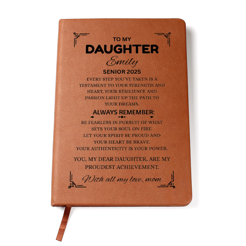 Personalized Graduation Gift For Daughter Son, Leather Journal For Daughter From Mom, Custom College Graduation Gift