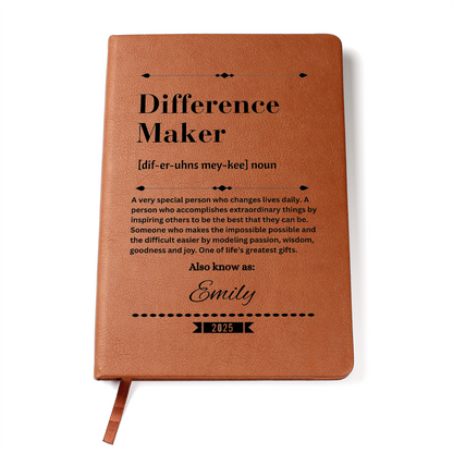 Difference Maker - Personalized Graduation Gift For Daughter Son, Leather Journal For Daughter From Mom, Custom College Graduation Gift