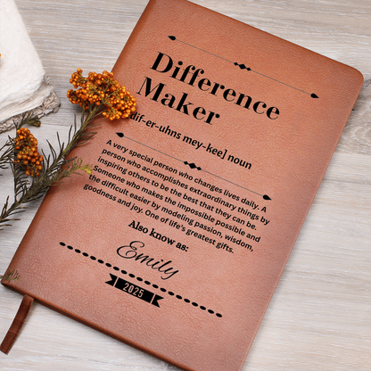 Difference Maker - Personalized Graduation Gift For Daughter Son, Leather Journal For Daughter From Mom, Custom College Graduation Gift