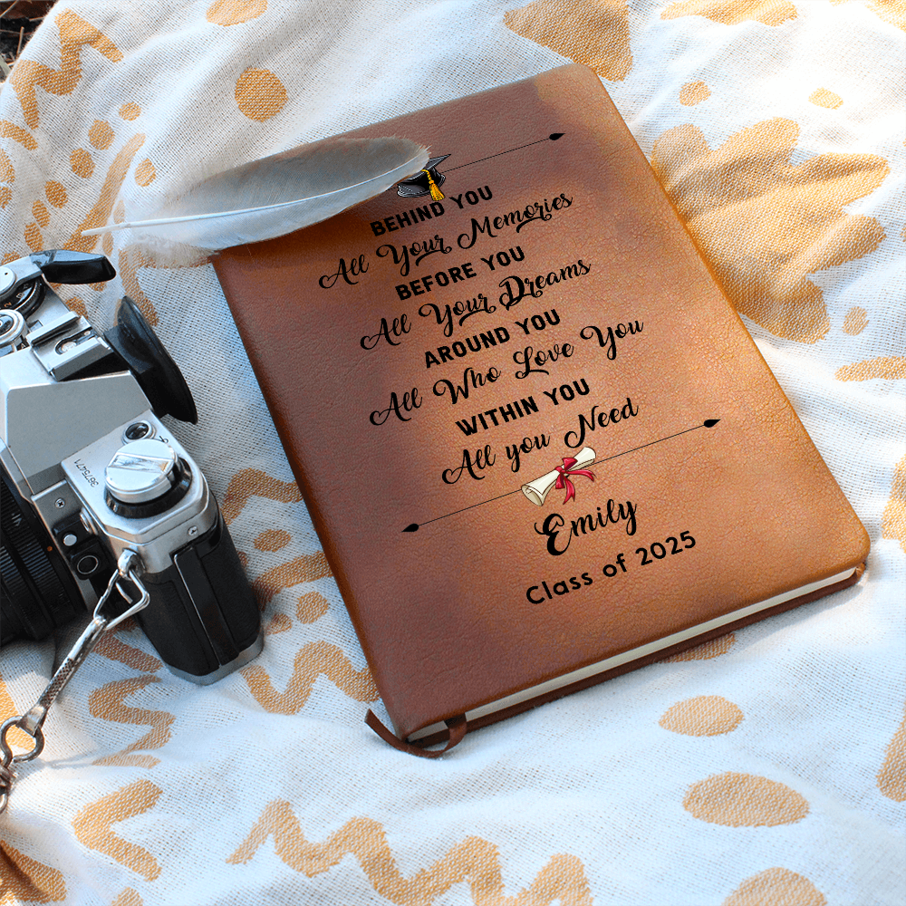 Behind You - Personalized Graduation Gift For Daughter Son, Leather Journal For Daughter From Mom, Custom College Graduation Gift