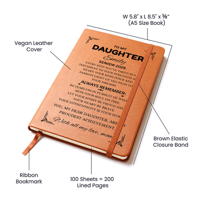 Personalized Graduation Gift For Daughter Son, Leather Journal For Daughter From Mom, Custom College Graduation Gift