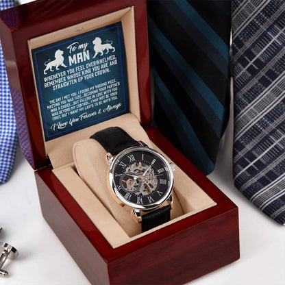 Straighten Up Your Crown - Men's Openwork Watch