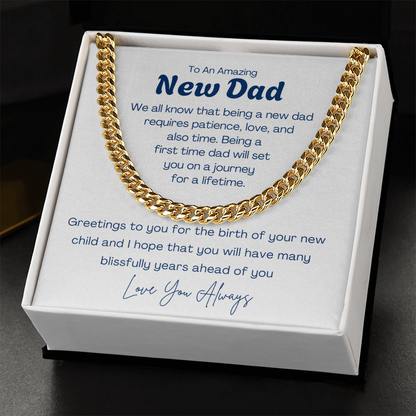 To My Amazing New Dad - Cuban Link Chain For Father. Gift for new Dad, Father's day gift