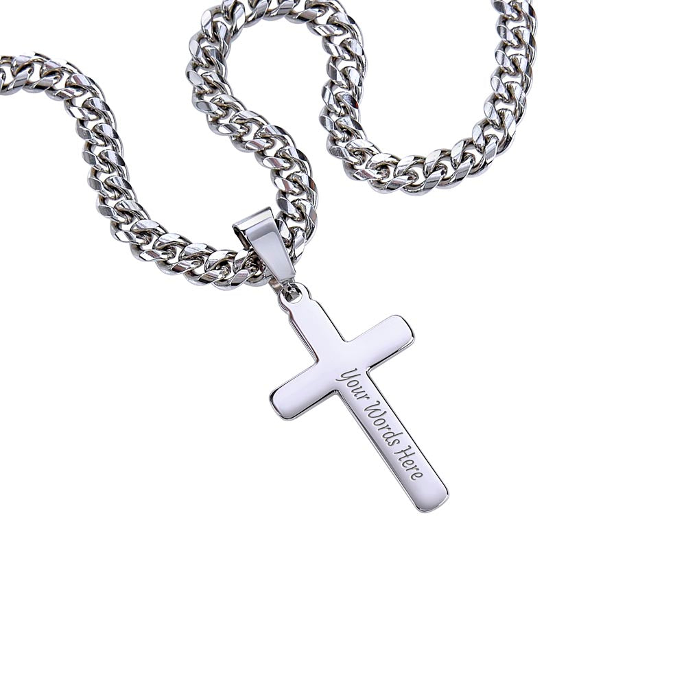 To My Amazing New Dad - Cuban Chain with Artisan Cross Necklace For Father. Gift for new Dad, Father's day gift