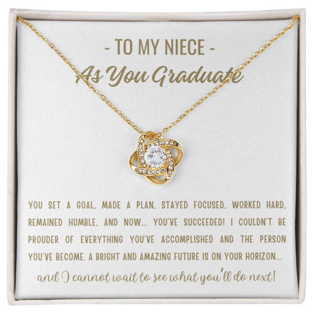You Set A Goal - Love Knot Necklace Niece Gift, Niece Graduation Gift, High School, College Graduate