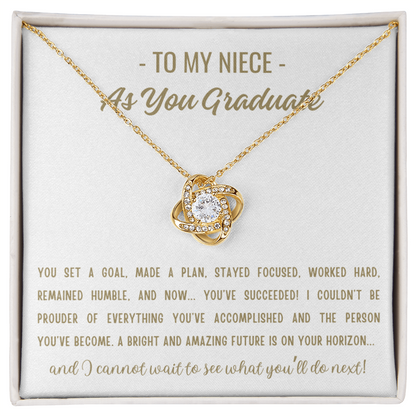 You Set A Goal - Love Knot Necklace Niece Gift, Niece Graduation Gift, High School, College Graduate