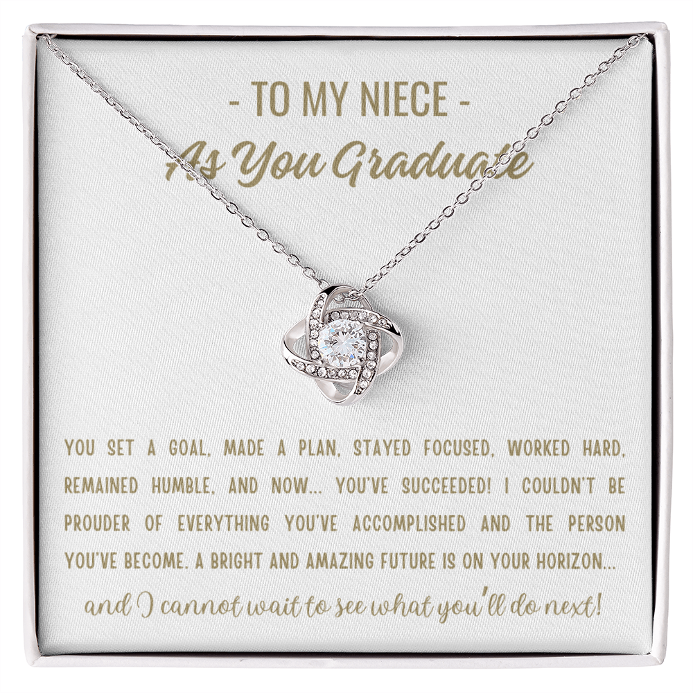 You Set A Goal - Love Knot Necklace Niece Gift, Niece Graduation Gift, High School, College Graduate