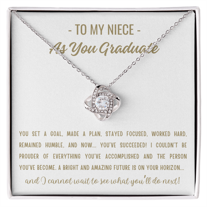 You Set A Goal - Love Knot Necklace Niece Gift, Niece Graduation Gift, High School, College Graduate