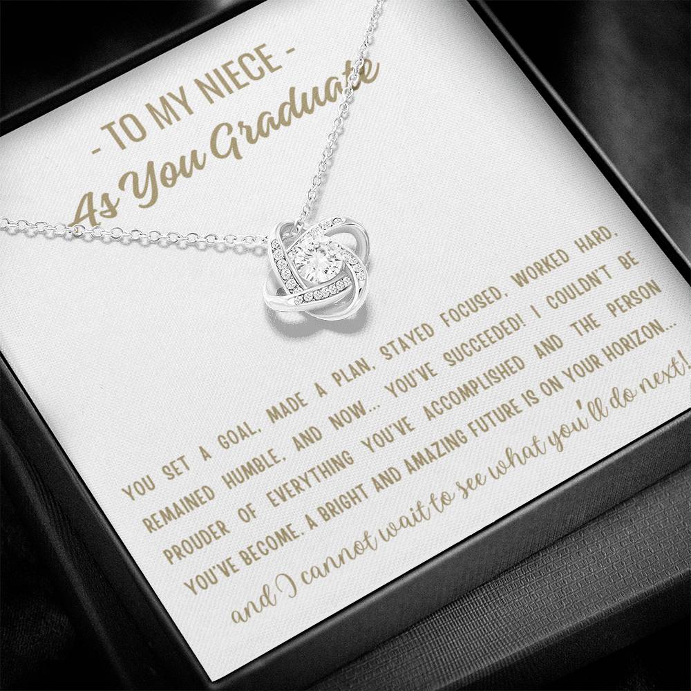 You Set A Goal - Love Knot Necklace Niece Gift, Niece Graduation Gift, High School, College Graduate