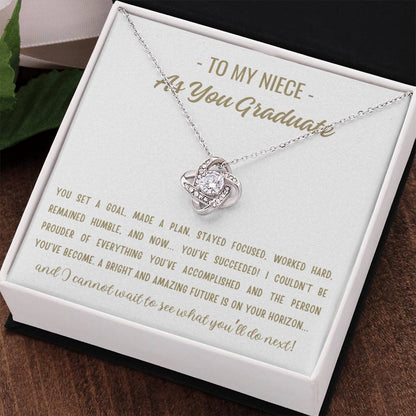 You Set A Goal - Love Knot Necklace Niece Gift, Niece Graduation Gift, High School, College Graduate