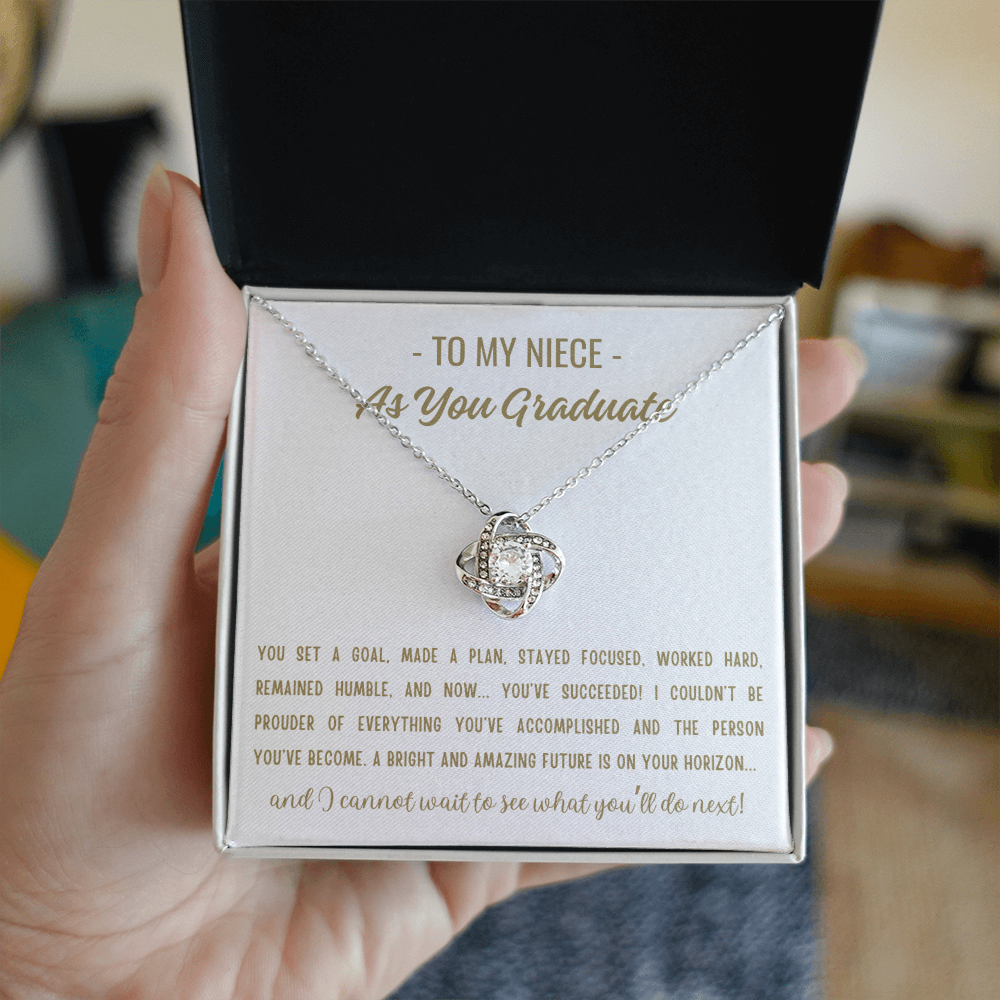 You Set A Goal - Love Knot Necklace Niece Gift, Niece Graduation Gift, High School, College Graduate