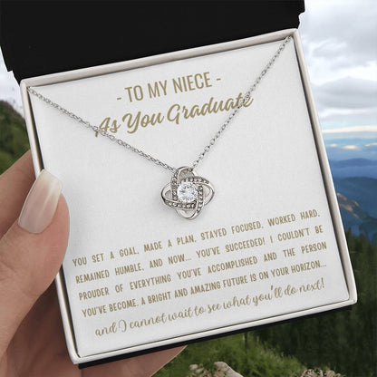 You Set A Goal - Love Knot Necklace Niece Gift, Niece Graduation Gift, High School, College Graduate