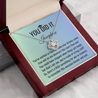You Did It - Graduation Gift, Graduation Gift for her, Graduation Necklace, Personalized Graduation Gift, PHD Graduation
