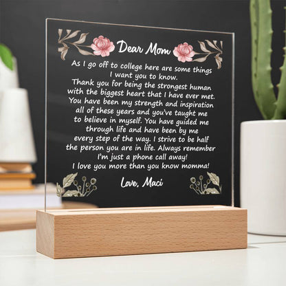 Off to College - Square Acrylic Plaque