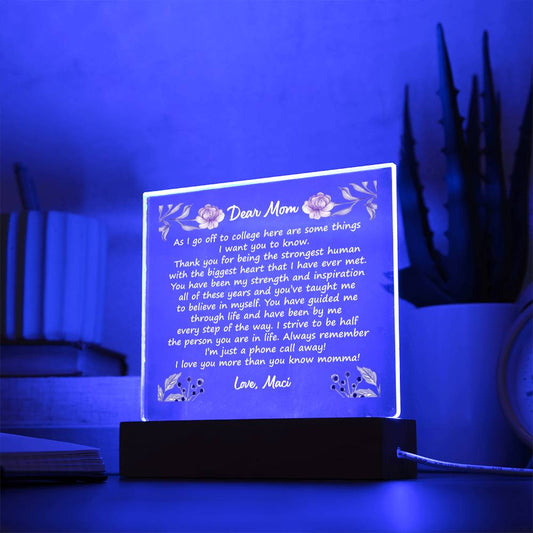 Off to College - Square Acrylic Plaque