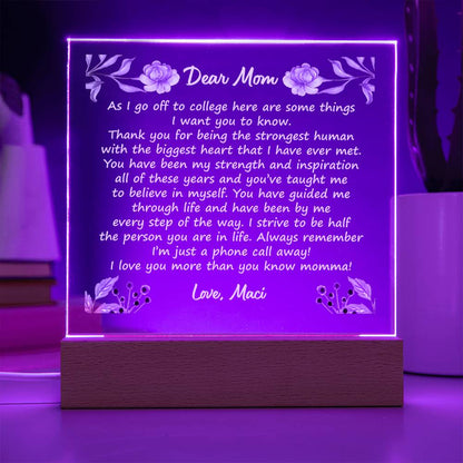 Off to College - Square Acrylic Plaque