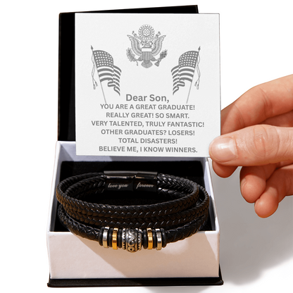 YOU ARE A GREAT GRADUATE! Men's "Love You Forever" Bracelet - Gift for Son, Graduation necklace, Graduation gift