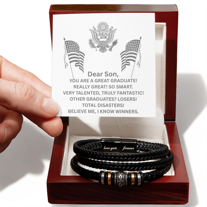 YOU ARE A GREAT GRADUATE! Men's "Love You Forever" Bracelet - Gift for Son, Graduation necklace, Graduation gift