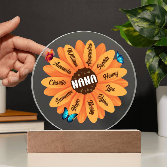 Sunflower | Grandma | Nana | Memaw | Gigi - Circle Acrylic Plaque