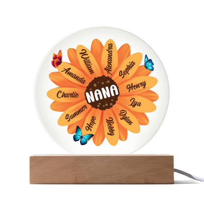 Sunflower | Grandma | Nana | Memaw | Gigi - Circle Acrylic Plaque