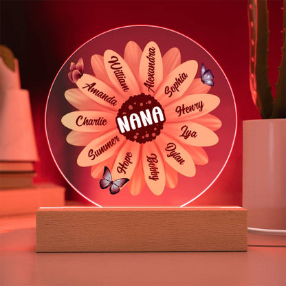 Sunflower | Grandma | Nana | Memaw | Gigi - Circle Acrylic Plaque