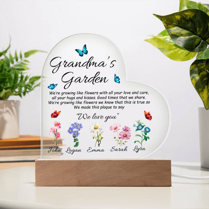 Grandma's Garden - Printed Heart Acrylic Plaque
