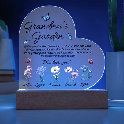 Grandma's Garden - Printed Heart Acrylic Plaque