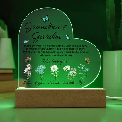 Grandma's Garden - Printed Heart Acrylic Plaque