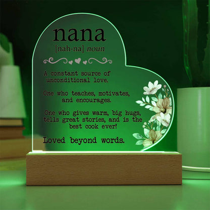 Nana Meaning - Printed Heart Acrylic Plaque