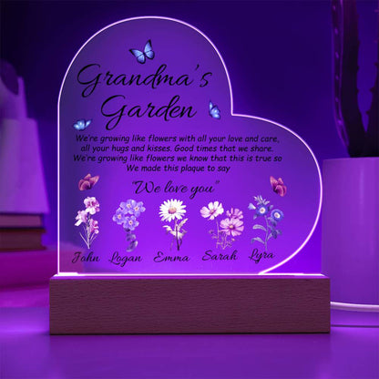 Grandma's Garden - Printed Heart Acrylic Plaque