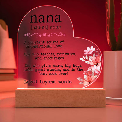 Nana Meaning - Printed Heart Acrylic Plaque