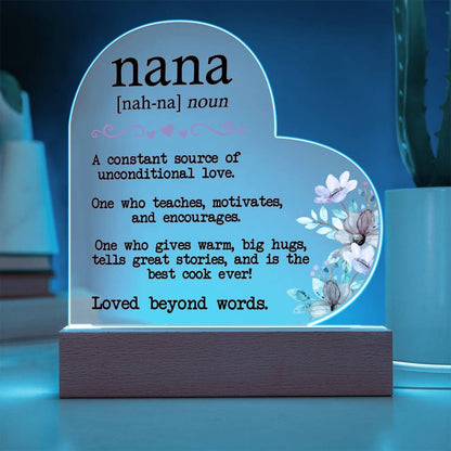 Nana Meaning - Printed Heart Acrylic Plaque