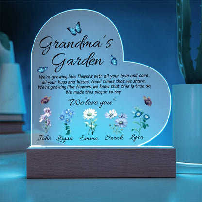 Grandma's Garden - Printed Heart Acrylic Plaque
