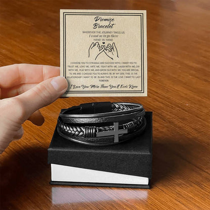 Promise - Men's Cross Leather Bracelet