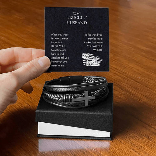 Trucker - Men's Cross Leather Bracelet