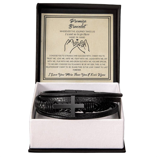 Promise - Men's Cross Leather Bracelet