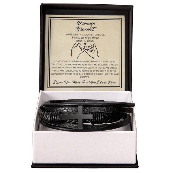 Promise - Men's Cross Leather Bracelet