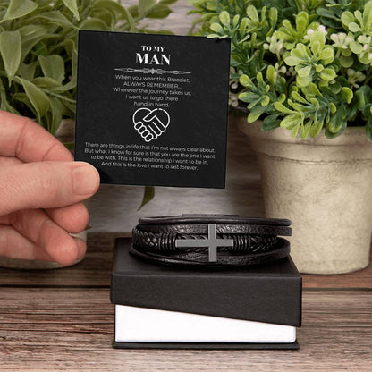 Hand in Hand - Men's Cross Bracelet