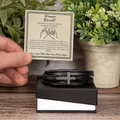 Promise - Men's Cross Leather Bracelet
