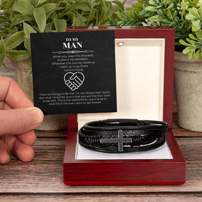 Hand in Hand - Men's Cross Bracelet