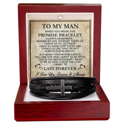 Promise Last Forever - Men's Cross Leather Bracelet