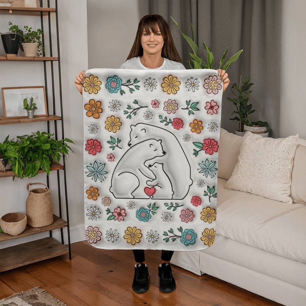Mama Bear Sherpa Fleece Blankets