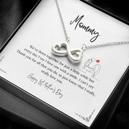 We've been together for just a little while - heart-shaped infinity symbol